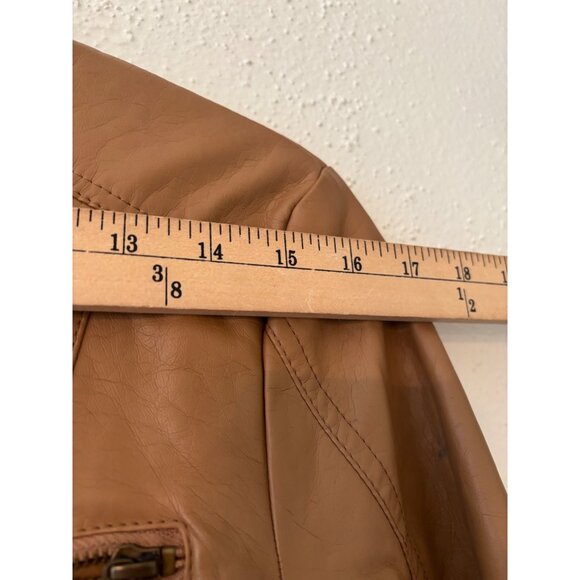 Rue21 Womens Caramel Faux Leather Zip Up Jacket L - Picture 6 of 8